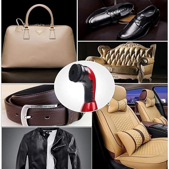 Multi-Functional Electric Shoe Polisher Set with 6 Brush Heads, Portable Leather Cleaner, Handheld Shoe Polish Brush, USB Rechargeable, Suitable for Shoes and Bags,Champagne