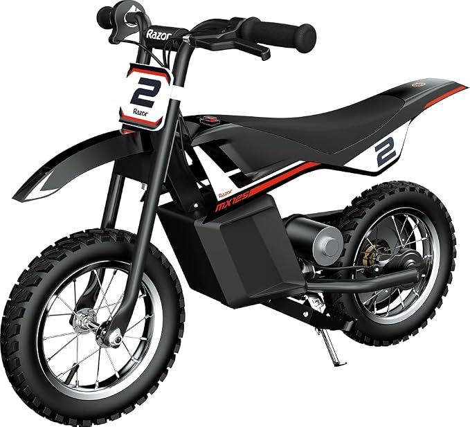 Razor MX125 W/Decals Electric Lithium Children's Dirt Bike with Speeds up to 8 mph 100 W Hub Motor for Age 7+