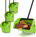 (3PK) Commercial Jumbo Heavy Duty Stand Up Debris Pan, Large Lobby Dustpan with Long Handle, Scooper for Outdoor Leaves Cleaning, Courtyards/Garage/Sidewalks-Professional Grade