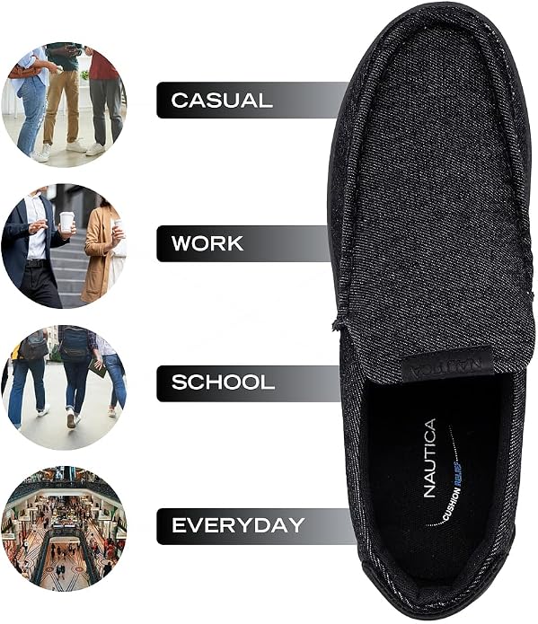 Nautica Men's Slip-On Loafers Casual Moc Toe Sneakers Boat Shoes Slipper for Men – Lightweight & Comfortable - Derwin