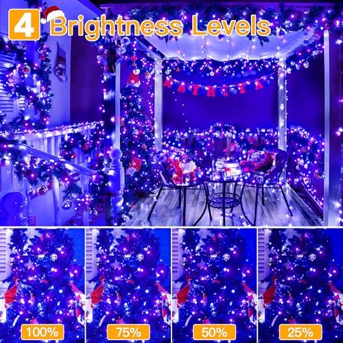 Ollny Christmas Tree Lights 400LED 132FT, Blue&Purple, with Remote & Timer