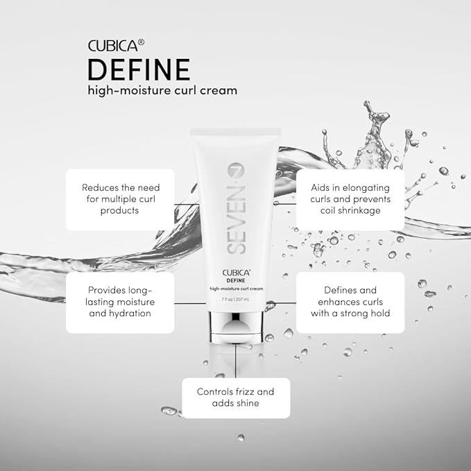 SEVEN Mezzo Define High Moisture Curl Cream, Curl Defining Cream for Curly Coily Hair, Anti Frizz Hydrating Styling Cream with Shea Butter Argan Oil, Bounce Shine Control, 7oz