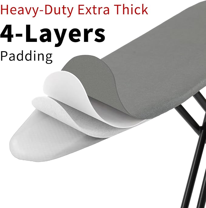 Hanger Iron Board 43" X 13" with Heat Resistant Cover and Thicken Felt Pad, Safety Iron Rest, Anti-Skid Feet, Height Adjustable, Heavy Duty (Grey B)