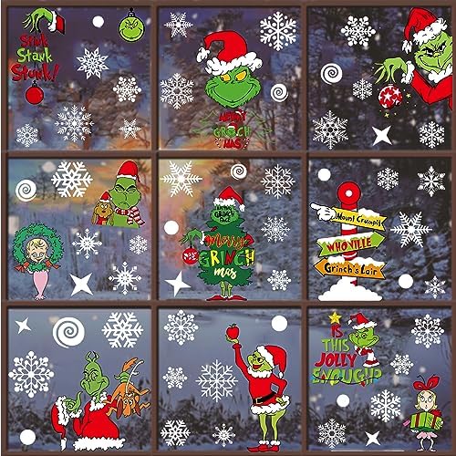 Christmas Window Clings Decorations for Glass Windows Winter Stickers Snowflakes Christmas Decorations Christmas Window Stickers for Holiday Window Clings Winter Decorations 10 Sheet