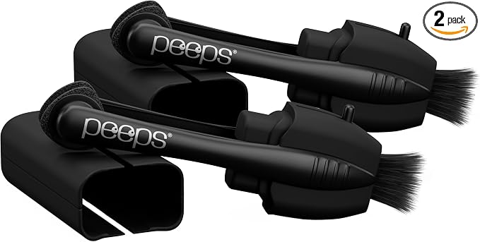 Peeps Lens Cleaner, Glasses Cleaning Tool, Soft Touch Black, 2 Count | With Brush, Portable & Reusable, Safe & Effective Carbon Microfiber, Leaves No Dust or Fingerprints, Streak Free