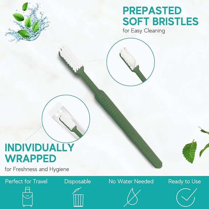 Avistar 240 Prepasted Disposable Toothbrushes Individually Wrapped - Single Use Pre Pasted Disposable Toothbrushes with Toothpaste Built in - Waterless Toothbrush for Travel, Guests, Hotel, & Camping