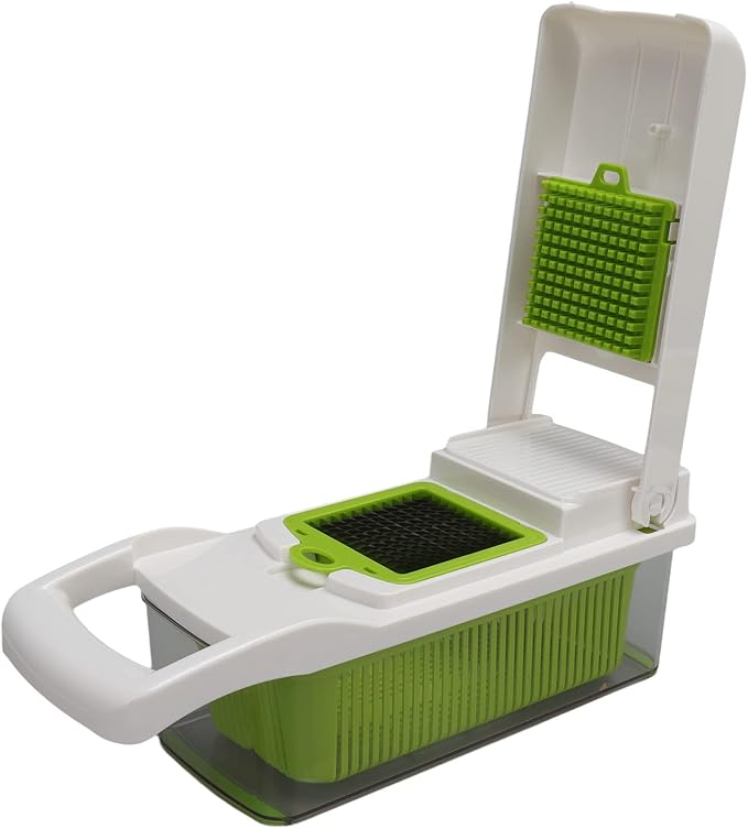 Omabeta Vegetable Peeler Cutter Grater 4 in 1 Multi Function Kitchen Tool with Stainless Steel Blades and Anti Slip Handle for Slicing Dicing Grating Vegetables Fruits Cheese (White)