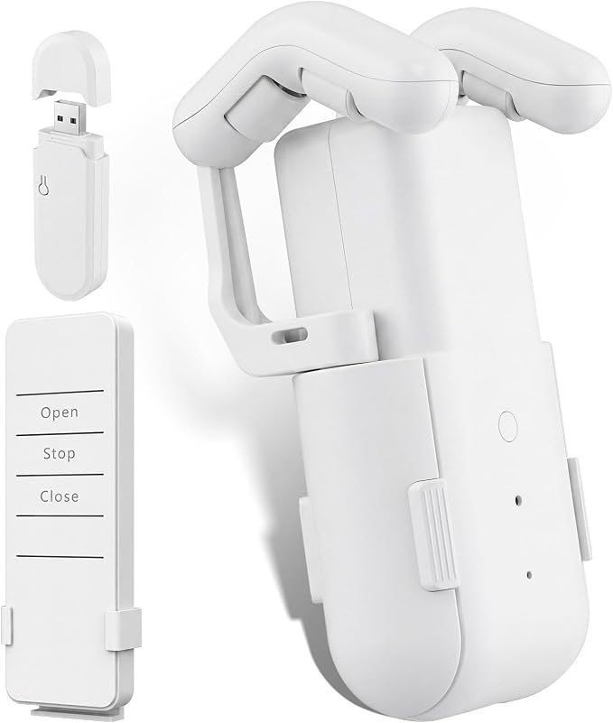 Automatic Curtain Opener, Upgrade Remote Contro,Compatible with Alex | Smart Curtain Opener,Compatible with Google Home ,Compatible Roman T/U/Tracks,Easy Install,Suitable for Home Office Elderly