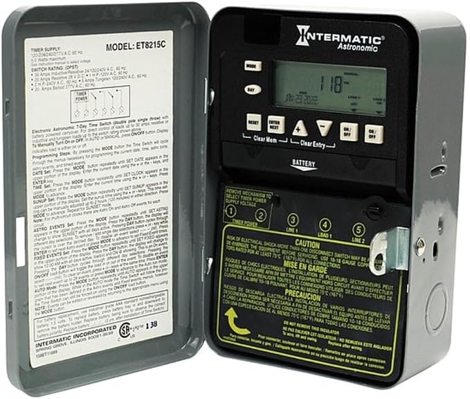 Intermatic ET8215C Astronomic Electronic Time Switch - Automated Weekly Scheduling, Multi-Volt Operation, to-The-Minute Programming - Astronomic Feature for Intelligent Lighting
