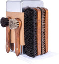 FootFitter Premium Shoe Care Brush Set, Horsehair Shine Brushes & Tools for Polishing Leather & Suede Shoes (Made in Germany)