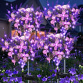 Kohlrabi Solar Garden Lights Outdoor, 4 Pack Purple Lavender Solar Butterfly Lights Gardening Gifts for Women,Artificial Flowers Light Purple Halloween Garden Decor for Patio Yard Lawn Christmas
