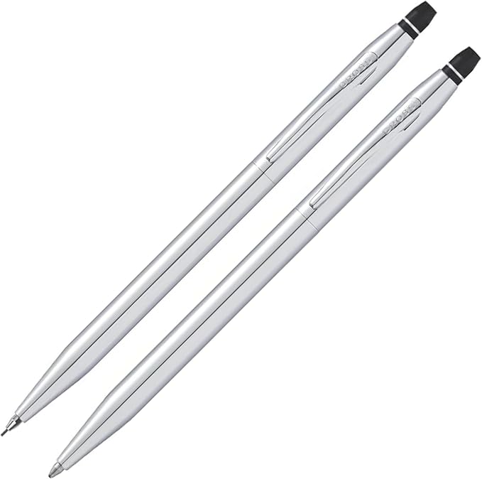Cross Click Chrome Ballpoint Pen & Pencil Gift Set - Luxury Writing Instrument Set for Effortless Writing - Ballpoint Pen & 0.5mm Tip Pencil - Refillable - Elegant Accessory - Premium Gift Box
