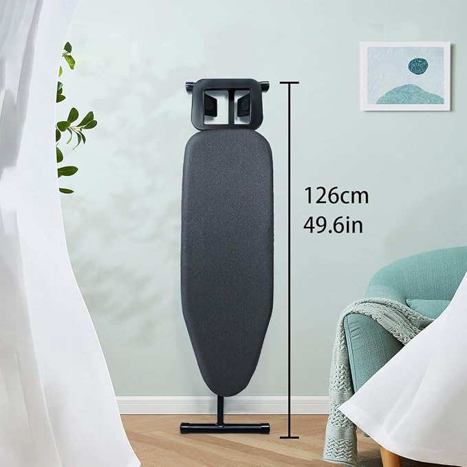 Duwee 12"x36" Ironing Board with Heat Resistant Cover and Thicken Felt Pad | Folding Adjustable Height Compact Ironing Board,Light Weight,Easy to Storage,Black