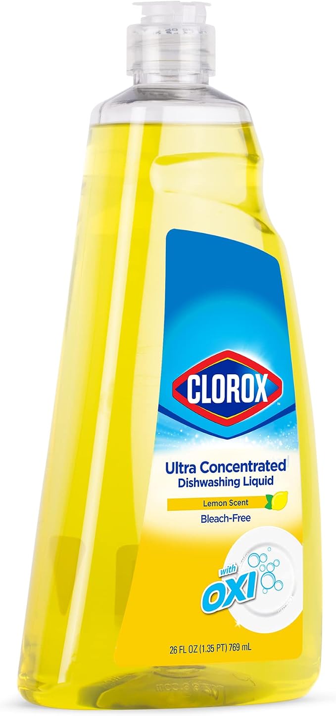 CLOROX Liquid Dish Soap | Antibacterial OXY Powered Dishwashing Liquid Cuts Through Tough Grease FAST | Quick Rinsing Formula | A Powerful Clean You Can Trust, Lemon Scent, Pack of 6