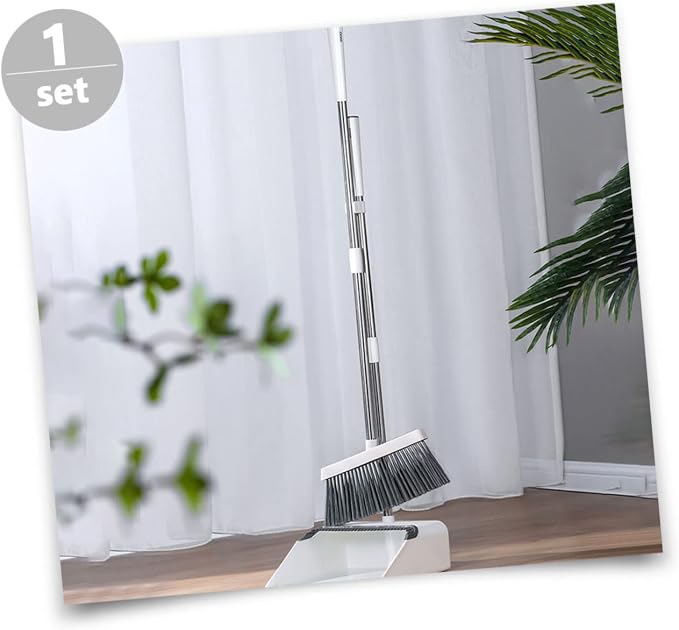 Ipetboom 1set Broom Dustpan Set Long Handle Broom Dustpan Floor Cleaning Tool Hair Cleaning Home Device