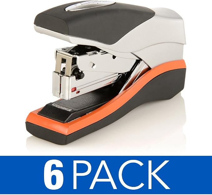 Swingline Stapler, Half Strip Desktop Stapler, 40 Sheet Capacity, Low Force, Compact Size, Office, Desk, Optima 40, Orange/Silver/Black, 6 Pack (87842) (S7087842-CS)