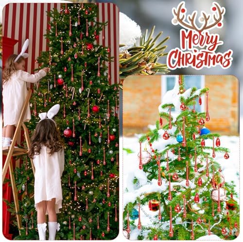 Vercraft 100 Pcs Christmas Tree Acrylic Hanging Ornaments, Red