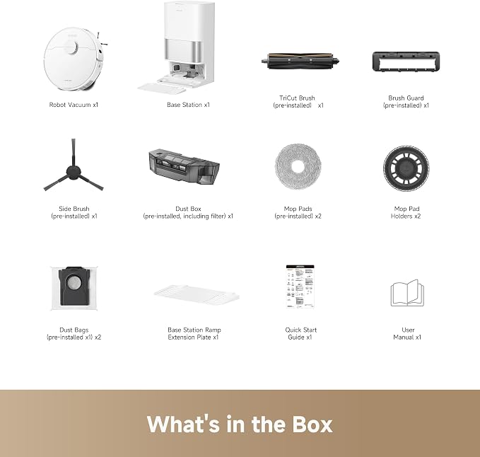 DREAME D30 Ultra Robot Vacuum and Mop, 25,000Pa Powerful Suction, All-in-One Base Station with 100 Days Auto-Empty, MopExtend Tech for Edge Cleaning, Smart Obstacle Avoidance, White