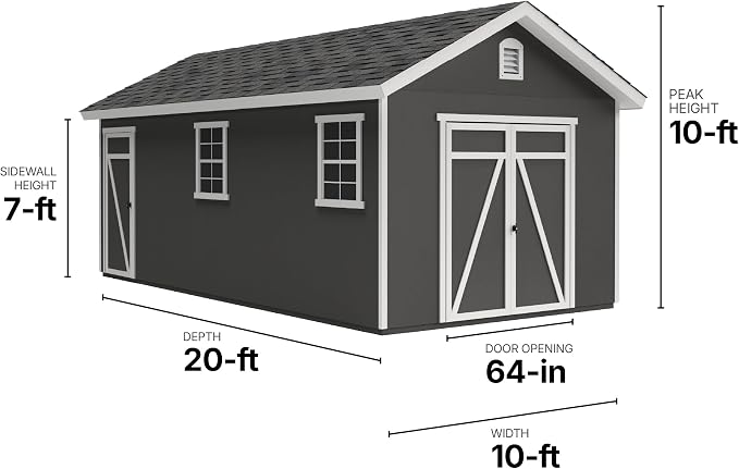 Expanse 10x20 Do-It-Yourself Wooden Storage Shed with Floor Kit - Does not Include Paint or Roofing Shingles