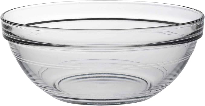 Duralex Glass Stackable Mixing Bowls/Prep Bowls Set of 6,Clear. 32¾ oz./ 6.75"