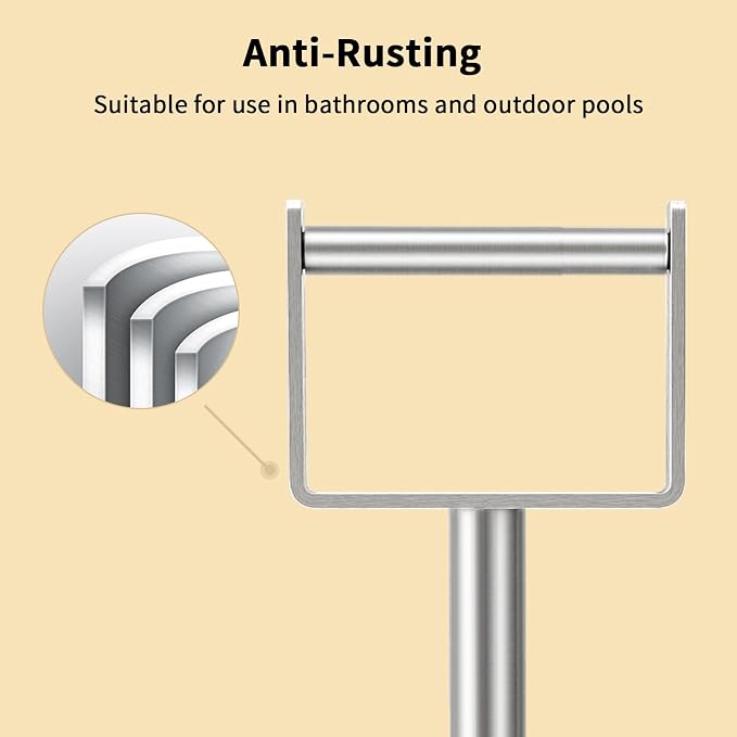 YUMORE Toilet Paper Holder Stand with Storage, Bathroom Weighted Base Floor Toilet Paper Roll Holder Free Standing for 3 Rolls, Brushed Nickel
