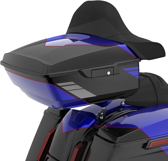 Advanblack 2025 RG Tour Trunk Pack Blue Streak King Tour Trunk Pack+Wrap-Around Backrest Pad Fits For Harley Touring CVO Road King Street Glide Electra Glide Ultra Limited 1997-2025