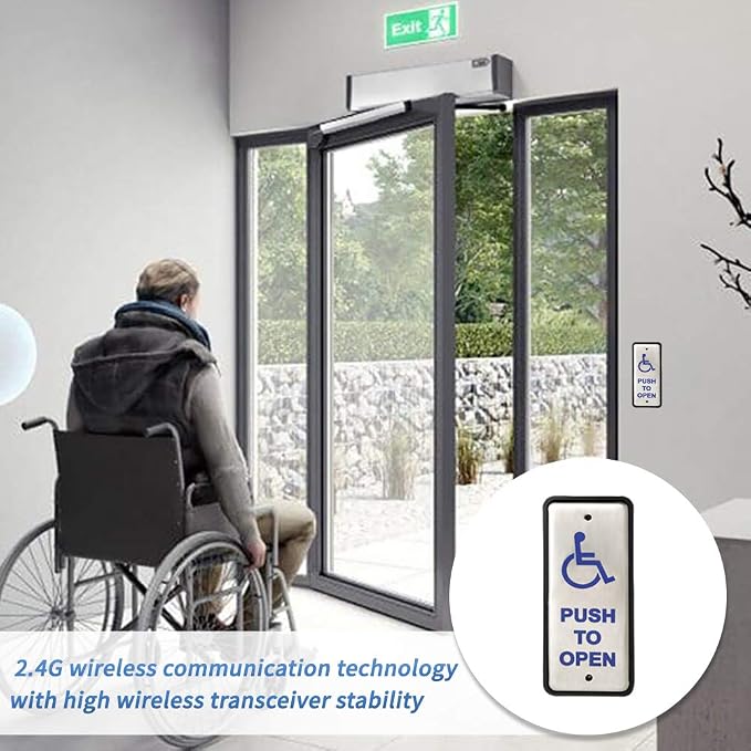Home Electric Door Opener Wireless Handicap Door with Wireless Narrow Handicap Push Buttons Olide-511 and Receiver,Compatible for Alexa,Google Assistant,Remote Control via Phone APP TUYA