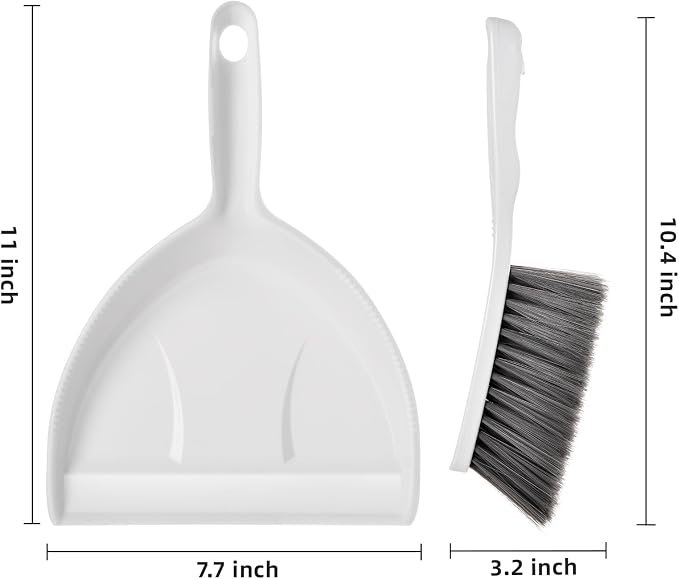 Small Hand Broom and Dustpan Set, Mini Dustpan and Brush Set, Handheld Dust Pan, White