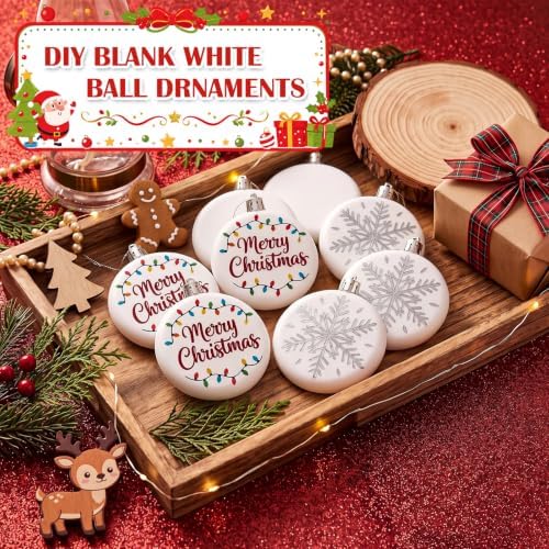 Zubebe 72 Pcs 2.36 Inch Christmas Blank White Ball Ornaments