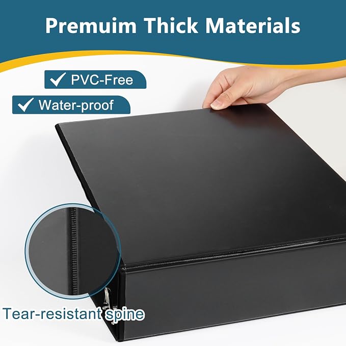 CIXILDTS 3" 3 Ring Binder, Standard 3-Inch Slant-D Ring Binder Fit Letter Size Paper, Presentation View Binders, 10 Packs, Black