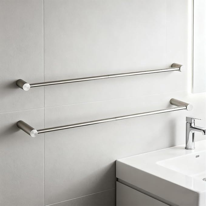 Towel Racks for Bathroom, NEWRAIN 30 inch Double Bath Towel Bar Wall Mounted, Stainless Steel Kitchen Towel Holder, Brushed Nickel Towel Rod Towel Rail Hange