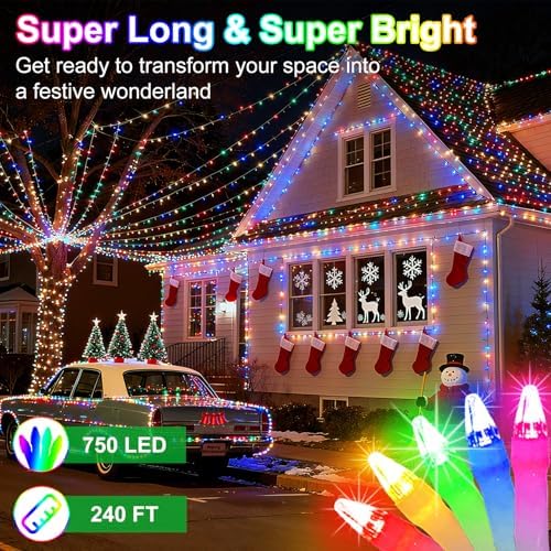 750 LED 240FT Christmas String Lights Outdoor, 12 Pro Modes with Timer