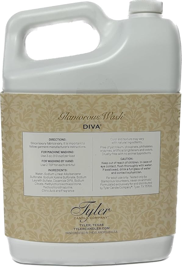 Tyler's Diva Glam Wash Laundry Detergent, Gallon (128 Fl oz) (Pack of 1) ILIOS Packaging.