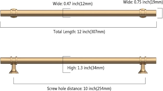 Asidrama 10 Pack 10 Inch(254mm) Champagne Bronze Kitchen Cabinet Handles, Cabinet Pulls Kitchen Cabinet Hardware Cupboard Handles Drawer Pulls
