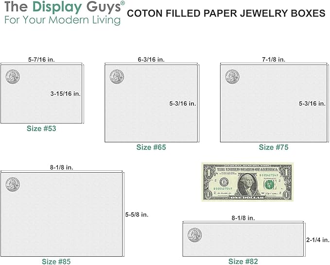 TheDisplayGuys - 25-Pack #11 Cotton Filled Cardboard Paper Jewelry Boxes Gift Case - Matte White (2.1" x 1.8" x 0.8") - for Shipping or Storage