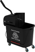 HOMCOM Commercial Mop Bucket Side Press Wringer Wheels 21 Quart Black | for Floor Cleaning, Separate Dirty and Clean Water, for Home Apartment Small Business and Office