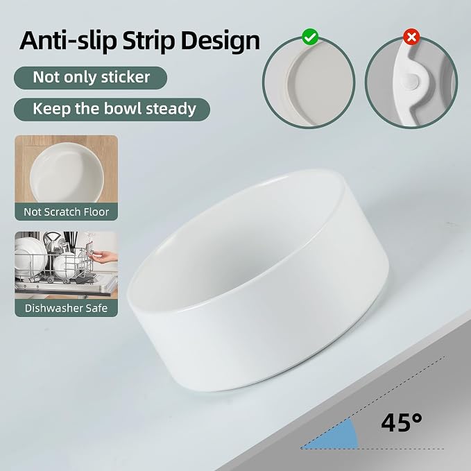 Havniva Dog Bowls Elevated, Ceramic Dog Food and Water Bowl Set | 6.1” Raised Dog Food Bowl, Elevated Dog Bowls with Bamboo Stand, Non-Slip Dog Water Bowl for Small Dog, Large Capacity