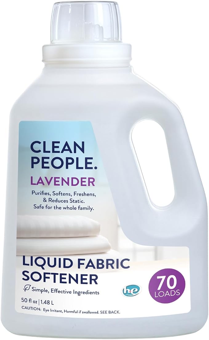 Clean People All Natural Liquid Fabric Softener - Plant-Based, Eco Friendly - Naturally Softens & Removes Static Cling - Vegan - Lavender Scented Laundry Softener - 50 fl oz - 70 loads