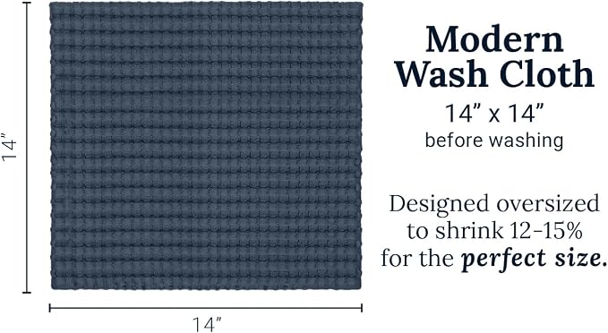 GILDEN TREE Waffle Bath Towels Wash Cloths for Showering, Exfoliating Washcloth Quick Dry Towel, Face Towels for Washing Face Cotton Washcloths Set of 4, Modern Style (Midnight Blue)