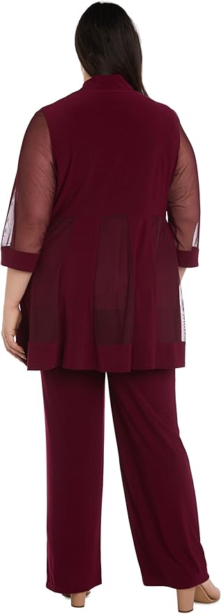 R&M Richards Women's Beaded Neck 2 Piece Pant Set
