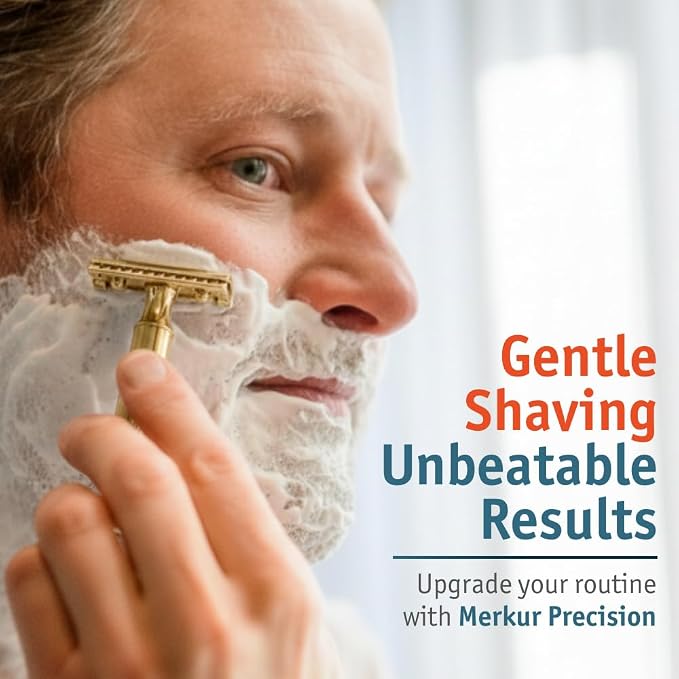 Merkur Classic 2-Piece Double Edge Safety Razor Gold Plated, 1 Count