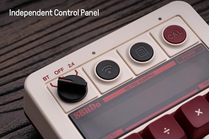 8Bitdo 18 Keys Retro Mechanical Numpad, Supports PC Numpad & Standard Calculator Mode, Hot-swappable, PC Calculator Shortcut Button, Bluetooth/2.4G/Wired Numpad for Windows and Android - Fami Edition