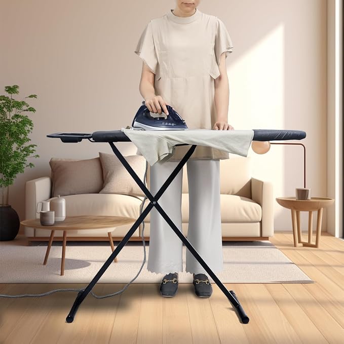 Duwee 12"x36" Ironing Board with Heat Resistant Cover and Thicken Felt Pad | Folding Adjustable Height Compact Ironing Board,Light Weight,Easy to Storage,Black