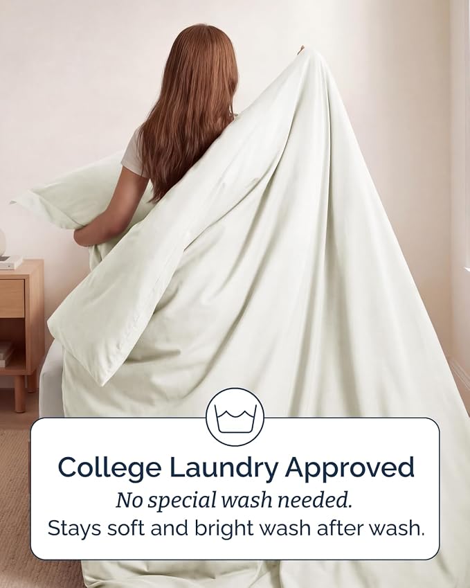Duvet Cover Twin/Twin XL Size Set - Extra Soft Twin/Twin XL Duvet Cover 68" x 90" with 1 Pillow Sham for Women, Men, Kids & Teens - Comfy, Easy-Care & Fade Free with Zipper Closures and Ties (Ivory)