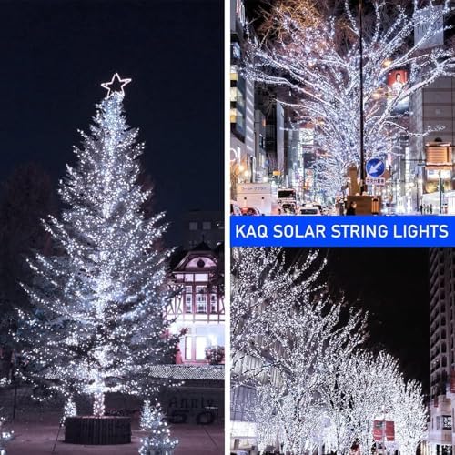 KAQ 2pack 200LED Solar String Lights Outdoor Waterproof Cool White