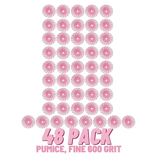 Dedeco Sunburst Radial Bristle Discs 48-Pack - 7/8" Curved - Pink 600 Grit (Fine, Pumice) - Aluminum Oxide for Polishing & Finishing
