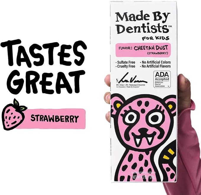 Made By Dentists - Toothpaste for Kids - Cheetah Dust (Strawberry) 3 Pack