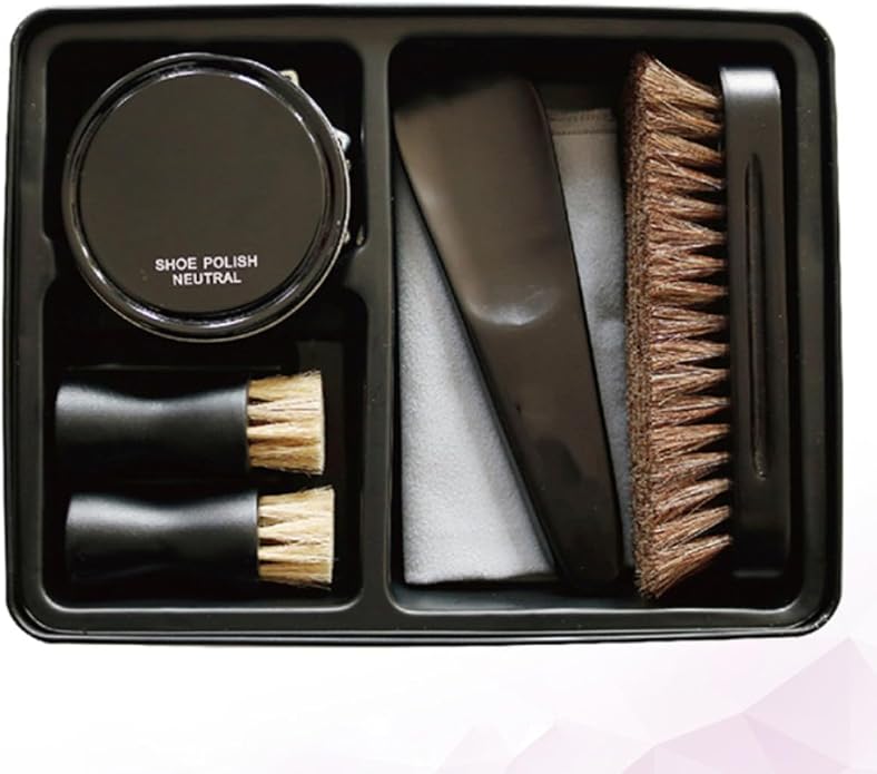 Leather Shoe Care Set with Shoe Polish Cream Portable Black Leather Cleaning Kit Effective Cleaning for Men and Women