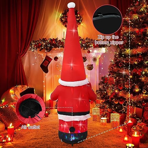 7ft Christmas Inflatable Outdoor Decoration Dwarf with Hat Inflatable Patio Decoration with Built-in LED Lights, Suitable for Christmas Holiday Party, Patio, Lawn, Garden Winter Decoration