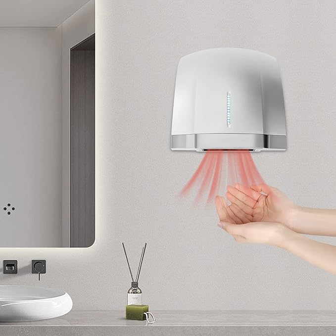 Commercial Hand Dryer, 1800W Automatic Electric High Speed Hand Air Dryer, 110V Low Noise Hand Dryer with Dual Control of Hot and Cold for Home, Restrooms, Public Places(Silver)